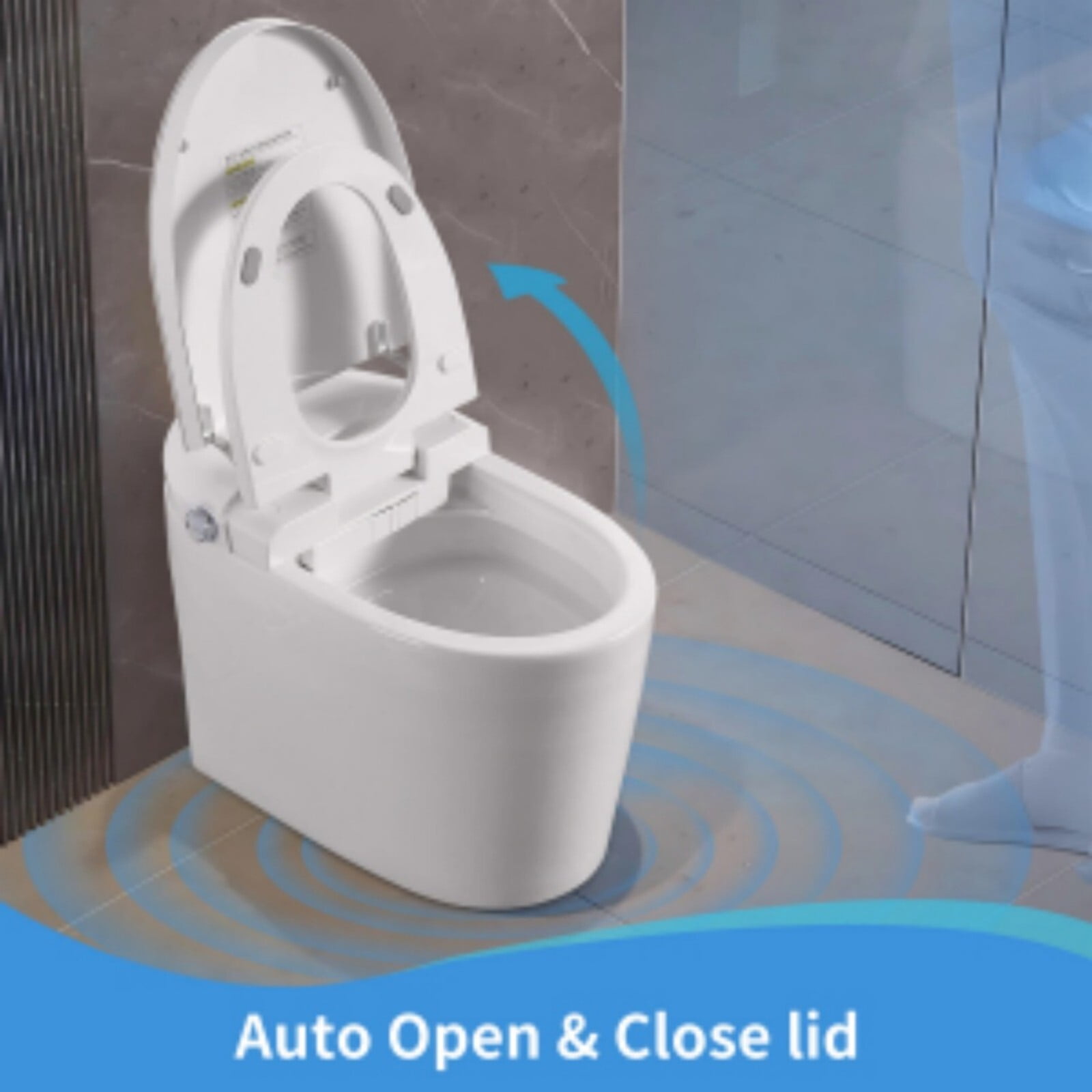 Alvantor Tankless Smart Toilet, One-Piece Bidet Toilet, Modern Auto Flush,Auto Open/Close,Heated Seat, Bubble Wash, Adjustable Temp White