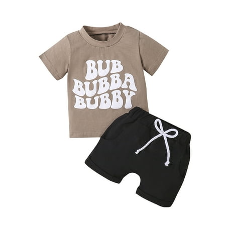 

Wassery Toddler Baby Boys Summer Outfits 6M 12M 18M 24M 3T Infant Boy Clothes Short Sleeve Letters T-shirt Top Shorts 2Pcs Casual Clothes Set