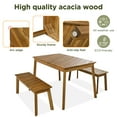 thumbnail image 3 of Mondawe 3 Pieces Acacia Wood Table Bench Dining Set For Outdoor & Indoor Furniture With 2 Benches, Picnic Beer Table for Patio, Porch, Garden, Poolside, Natural, 3 of 7