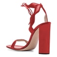 thumbnail image 3 of FSJ Women Open Toe Wavy Edge Strappy Sandals Ankle Strap Chunky Block High Heels Lace up Party Date Office Shoes Size 12 Red, 3 of 4