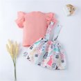 thumbnail image 4 of Heiheiup Girls Summer Fly Sleeve Pink Short Sleeved Top Rabbit Print Sling Dress Two Piece Suit, 4 of 6