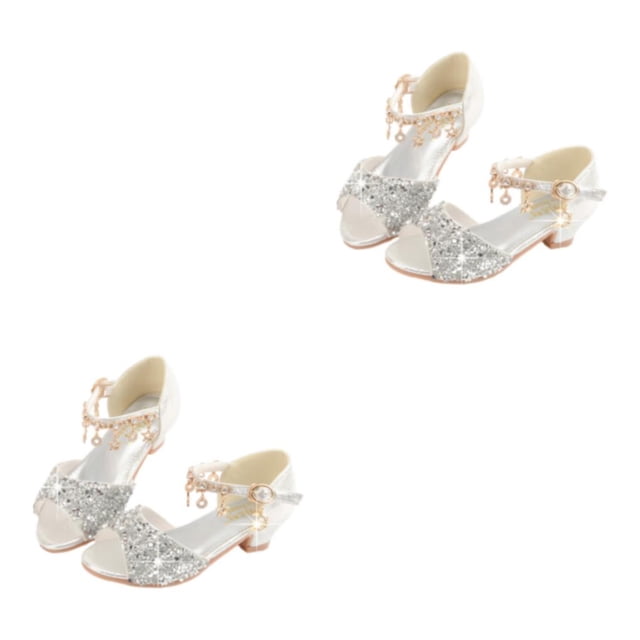 Zapatos con purpurina Sonducket para niñas sandalias de carnaval con punta abierta de cristal