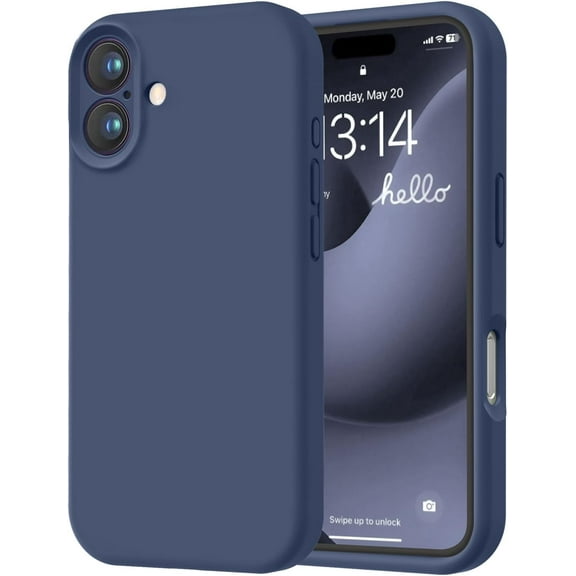 KOMI Designed for iPhone 16 Case, Premium Silicone with [Soft Anti-Scratch Microfiber Lining] Shockproof Protective Phone Case for Men Women Girls 6.1", Navy Blue