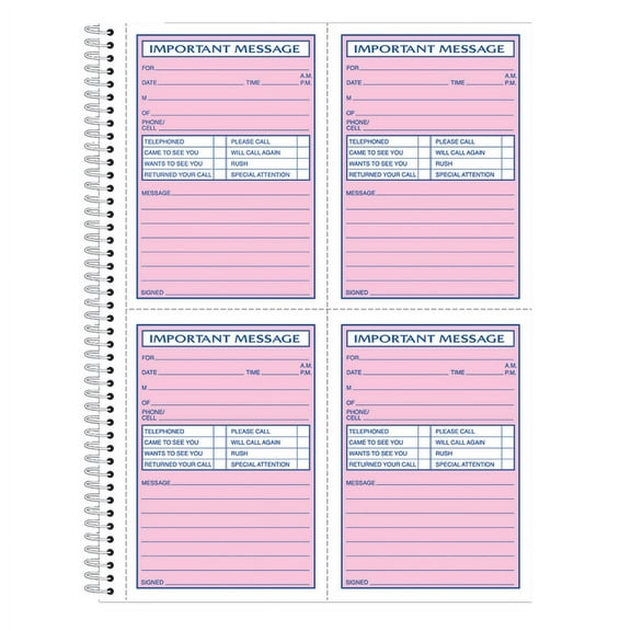 SC1184D Adams Spiral Bound Carbonless Message Book - 50 Sheet(s) - Spiral Bound - 2 Part - 1 Each