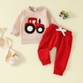 thumbnail image 2 of TOWED22 Baby Clothes Boy 6 12 18 24 Months 2T 3T 4T 5T Toddler Fall Winter Outfit Truck Embroidery Sweatshirt + Pants Set(Blazer,3-6 M), 2 of 6