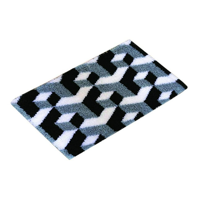GUOOL DIY Crochet Yarn , Needlework latch and hook set ,Unfinished Crocheting Rug Black and White Stripes