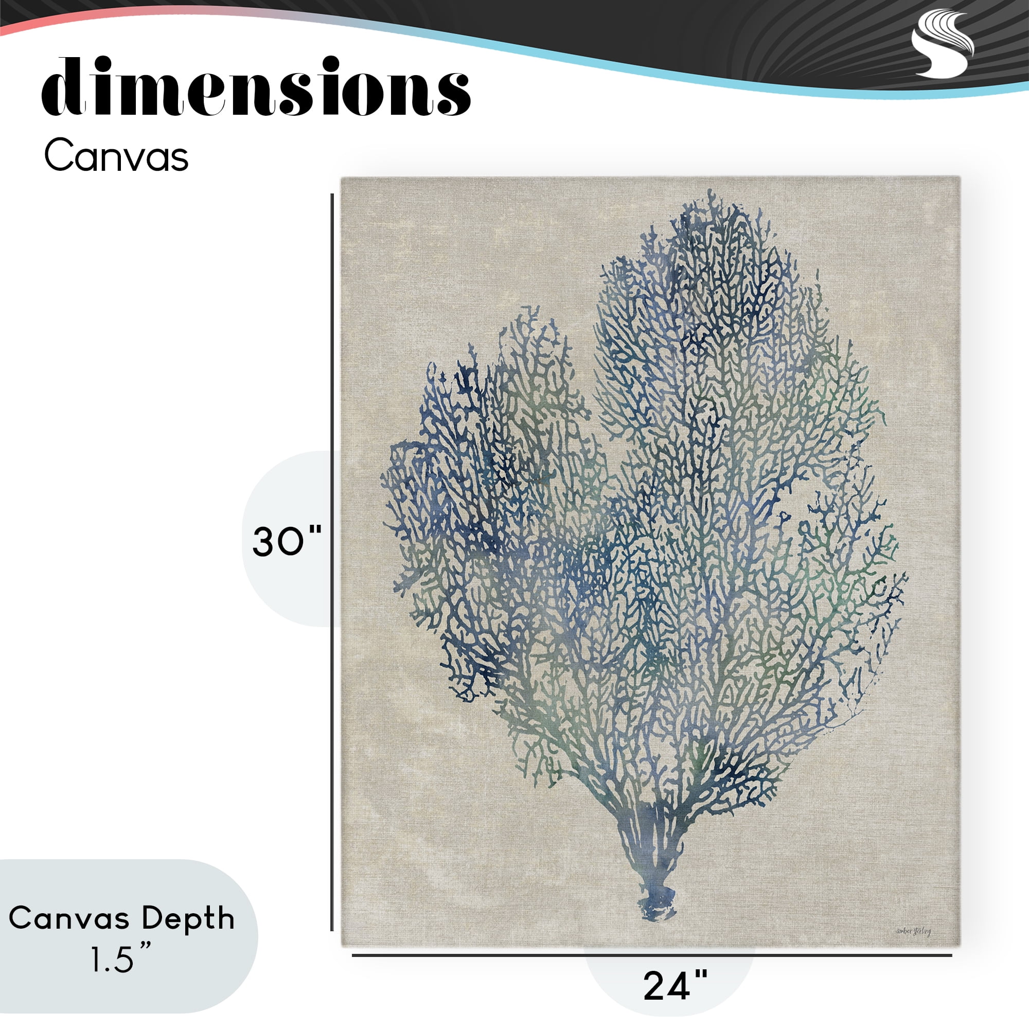 Stupell Industries Fan Coral in Blue & Green Canvas Wall Art, design by Amber Sterling