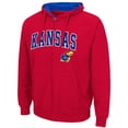 thumbnail image 2 of Men's Colosseum Red Kansas Jayhawks Arch & Logo 3.0 Full-Zip Hoodie, 2 of 3