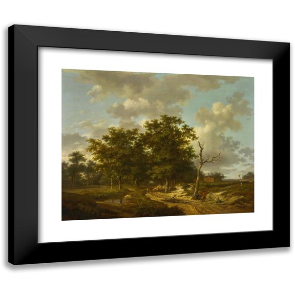 Andreas Schelfhout 14x12 Black Modern Framed Museum Art Print Titled - Summer Landscape (1815)