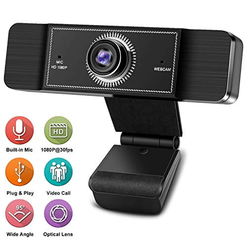 USB Plug and Play Webcam for PC Desktop or Laptop Video Calling Recording Conferencing 1080P HD Webcam Streaming Computer Web Camera with 95-Degree Wide View Angle Webcam with Microphone 