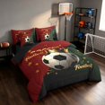 thumbnail image 2 of Manfei Cartoon Soccer King Bedding, Sports Football Print King Bed in a Bag, Maroon Forest Gold, Black Reversible 7pcs, 2 of 6