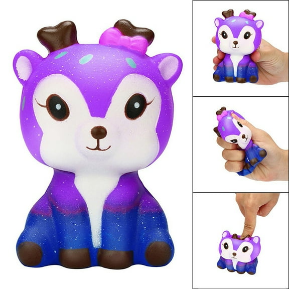 SIYTUAU Cute Galaxy Deer Slow Rising Scented Stress Reliever Toys Sensory Relaxation Anxiety Relief Desk Companion For Focus Enhancement Decorative Item Purple Plastic Size Purple