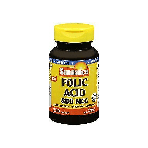 Sundance Vitamins Folic Acid 800 mcg - 250 Tablets, Pack of 3