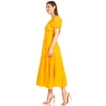 thumbnail image 4 of Sakkas Cotton Crepe Smocked Peasant Gypsy Boho Renaissance Mid Length Dress - P-Tangerine - One Size, 4 of 5