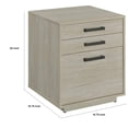 thumbnail image 5 of 25 Inch Slim File Cabinet, 3 Gliding Drawers, Whitewashed Gray Wood Frame, 5 of 6