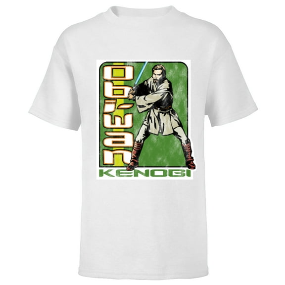 Star Wars Attack of the Clones Obi-Wan Kenobi - Short Sleeve T-Shirt for Kids - Customized-White