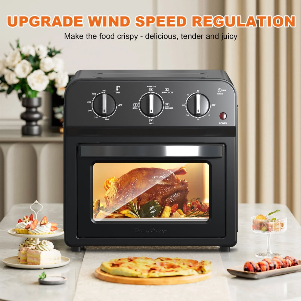 13QT Air Fryer Toaster Oven Combo, 7-in-1 Multifunctional Convection Countertop Oven, 360° Hot Air Circulation Healthy Oil-Free Cooking, Black