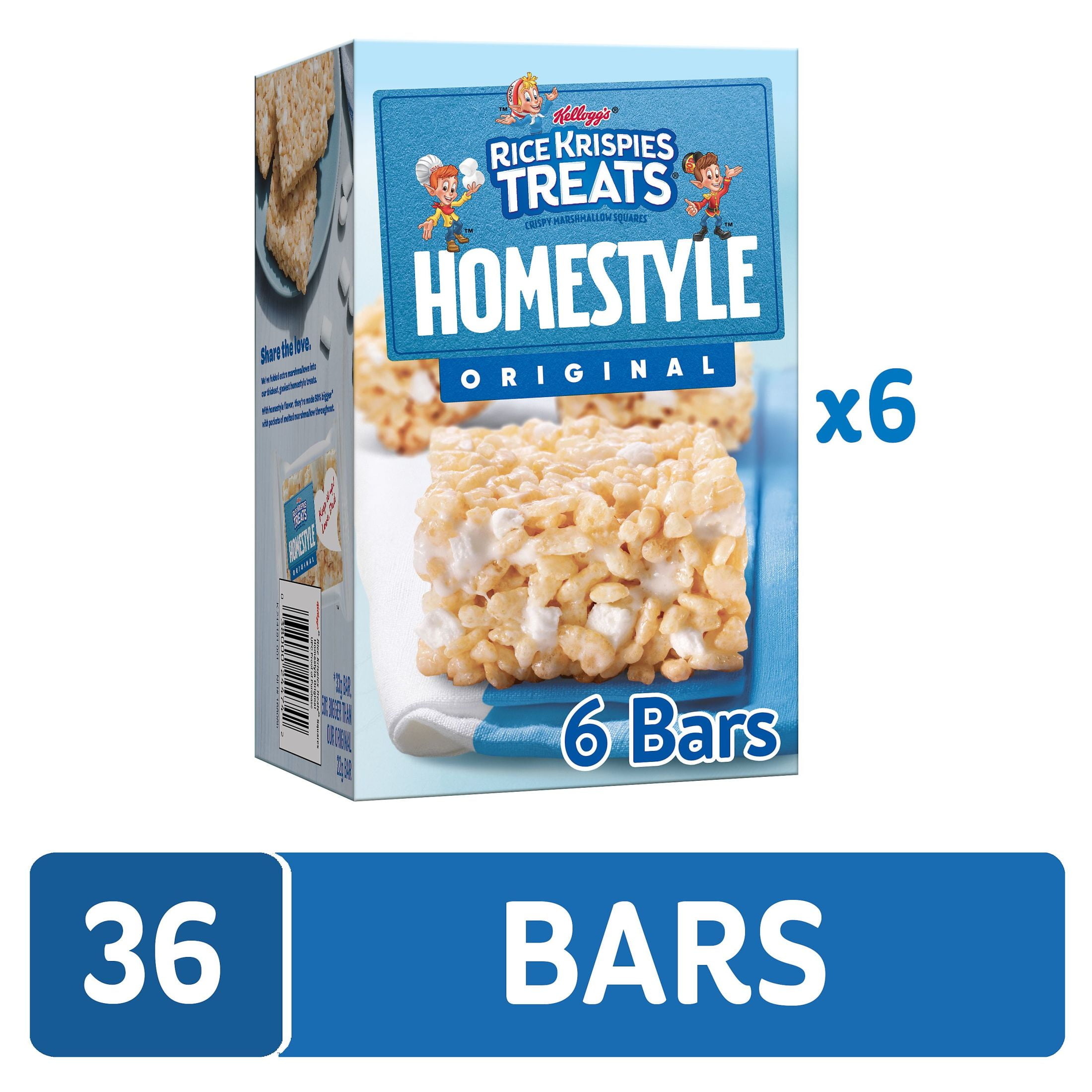 Rice Krispies Treats Homestyle Original Chewy Crispy Marshmallow Squares, Kids Snacks, 2.62 lb, 36 Count