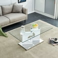 thumbnail image 2 of A rectangular modern and fashionable coffee table with tempered glass tabletop and white MDF legs. Suitable for living room.47.2"*25.5"*18", 2 of 9