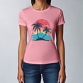 thumbnail image 4 of NAMTYQX Tops for Women Trendy Summer Gemustert Printed Cool Oversize Trendy Stretch Crewneck Loose Short Sleeve Blouses for Women Dressy Casual Pink Size XL, 4 of 5
