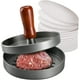thumbnail image 1 of Prensa para hamburguesas de acero inoxidable, molde para hamburguesas con mango de madera, antiadherente, con 100 papeles para hamburguesas, 1 of 5