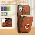 thumbnail image 6 of ELEHOLD Case for iPhone 16, Crossbody RFID Leather Wallet Phone Case with Ring Stand,Brown, 6 of 9