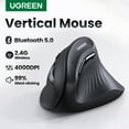 thumbnail image 2 of UGREEN Vertical Mouse Wireless Bluetooth5.0 2.4G Ergonomic 4000DPI 6 Mute Buttons for MacBook Tablet Laptops Computer PC Mice, 2 of 8