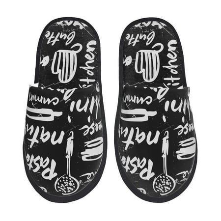 Balery Pasta Bacon Slient Indoor Furry Fleece Comfort House Shoes Soft Non-Slip Home Shoes Cotton slippers House Slippers-- Large