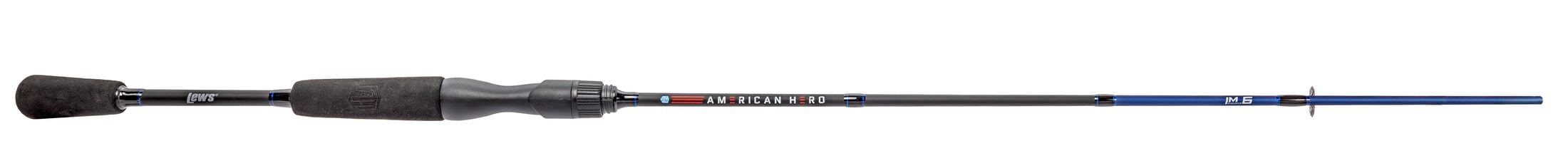 Lew’s American Hero Spinning Fishing Rod, 6-Foot 6-Inch 1-Piece, Medium Power, Fast Action, IM6 Graphite Rod, Stainless Steel Guides and Inserts, EVA Split-Grip, No Foul Hook Keeper, Black/Blue