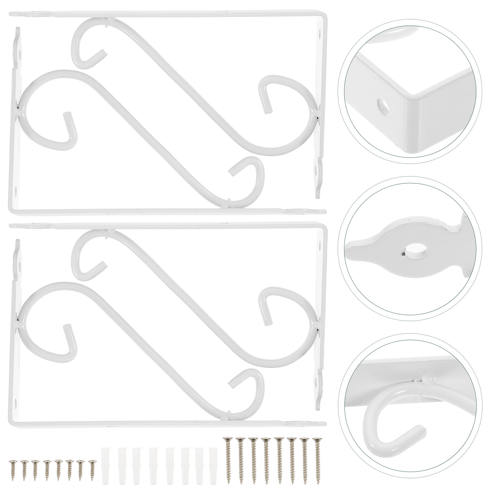 FOLOYORI 4Pcs White Floral Pattern Wall Brackets Firm Support for Home Shelf Installation