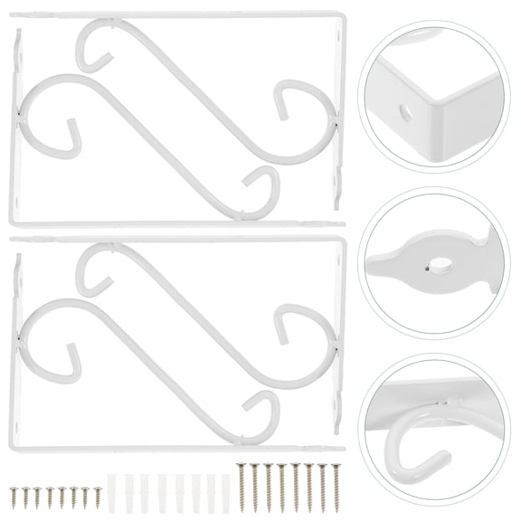 Yuangui Set of 4 Floral Corner Wall Shelf Brackets - White
