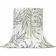 thumbnail image 2 of Abstract Art Sage Green Leaves Throw Flannel Blanket 50x60In Watercolor Leaf Modern Style Super Soft Cozy Bed Blanket, Lightweight Plush Fuzzy Bed Throw for Bedroom Sofa Couch Living Room, 2 of 4