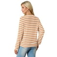 thumbnail image 5 of JWD Women's cardigan long sleeved button knit stripe with pocket Khaki Stripe M, 5 of 5