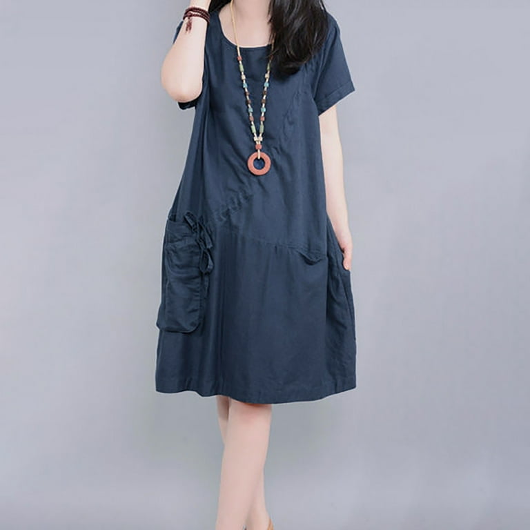 House Dresses for Women plus Size Women Plus Size Casual Loose Soft Crewneck Short Sleeve plus Size Clothing
