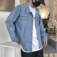 thumbnail image 2 of Abrigo vaquero para hombre, chaqueta vaquera de manga ancha, para hombre, azul, otoño, de una pieza, ropa de hombre Joker de bajo coste, prendas de vestir exteriores de alta calidad, 2 of 5