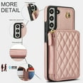 thumbnail image 4 of Compatible with Samsung Galaxy S21 FE 5G Wallet Phone Case Tempered Glass Screen Protector Wrist Crossbody Strap Stand Credit Card Holder RFID Slot Cell Cover for S 21FE 5G UW Women Girls Rose Gold, 4 of 10
