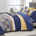 thumbnail image 4 of Davulos 6 Piece Geometric Pattern Blue Comforter Set，Queen Bed in a Bag Set , Stylish Bedding Set with Comforter, Flat Sheet, Fitted Sheet, 2 Pillowcases & 1 Decorative Pillowcase, 4 of 8