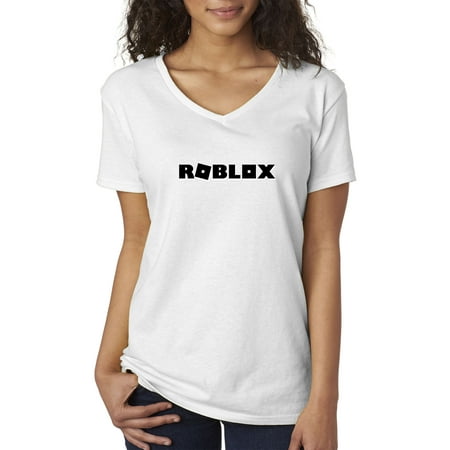 Trendy Usa Trendy Usa 1168 Women S V Neck T Shirt Roblox Block Logo Game Accent Large White Walmart Com Walmart Com - air jordan 12 flu game white pants roblox