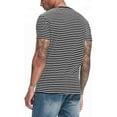 thumbnail image 6 of Men's Black and White Striped T-Shirt Casual Cotton T-Shirt Tops Simple Versatile Thin T-Shirt-S, 6 of 6