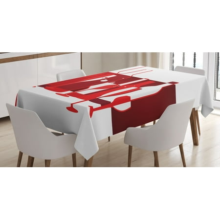 - Wine Tablecloth, Artistic Modern Design Party Drink Beverage Product with Abstract Display, Rectangular Table Cover for Dining Room Kitchen, 60 X 84 Inches, Red Burgundy White, by Ambesonne
