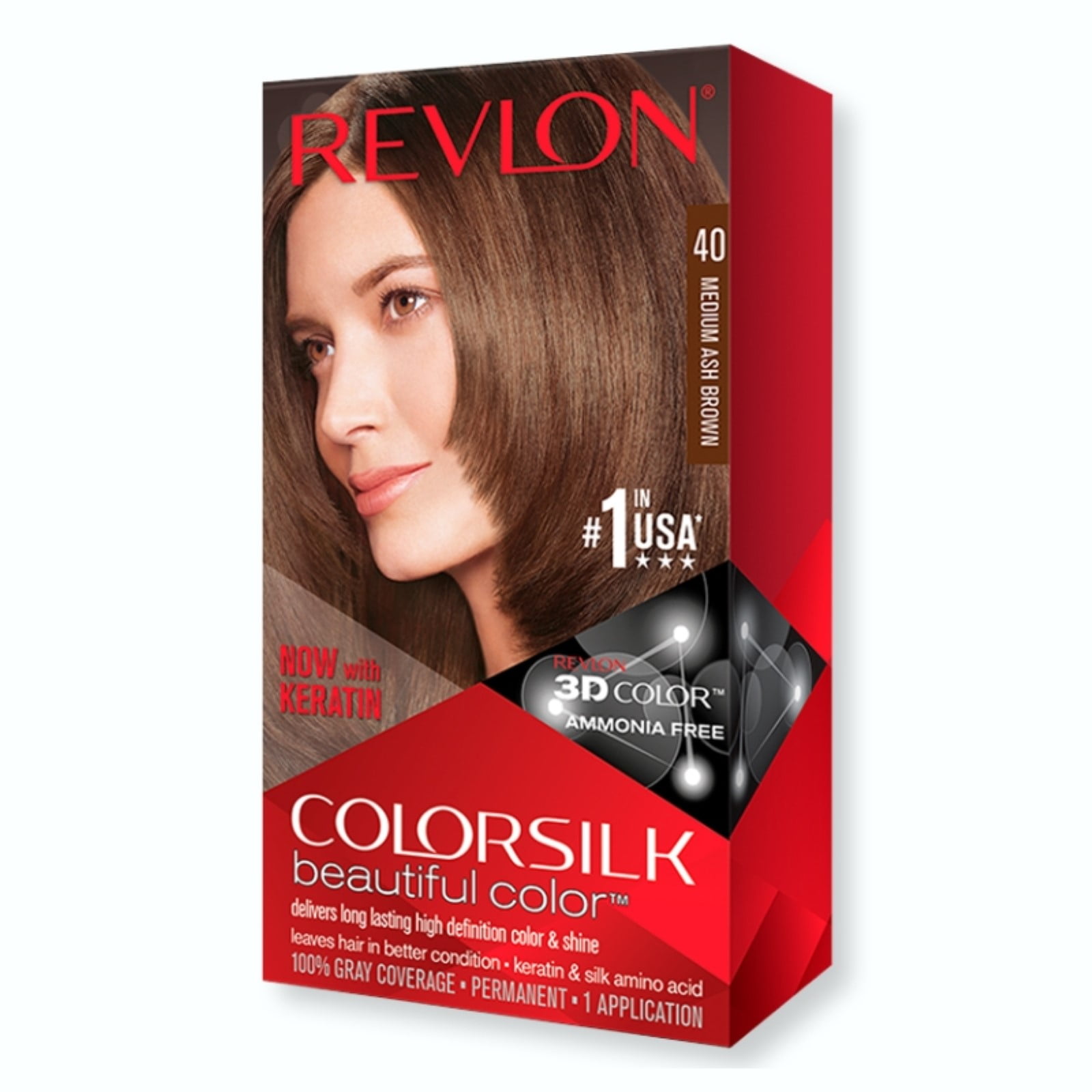 2 Pack - Revlon ColorSilk Hair Color, [40] Medium Ash Brown 1 ea -  