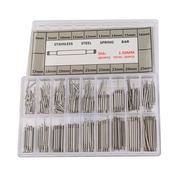 Raindrops  360 Pcs Watch Pins for Bands Stainless Steel Raw Ears Spring Bars Accessories