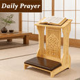 Angled Bench Frame Tree of Life Prayer Bench with Padded Cushion and Angled Book Rest ...