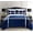 Navy Blue, variant on Celine Linen Micromink Stripe Lined Sherpa Comforter Set, Micro-Suede 3-Piece Reversible Comforter Set, Full/Queen, Navy Blue