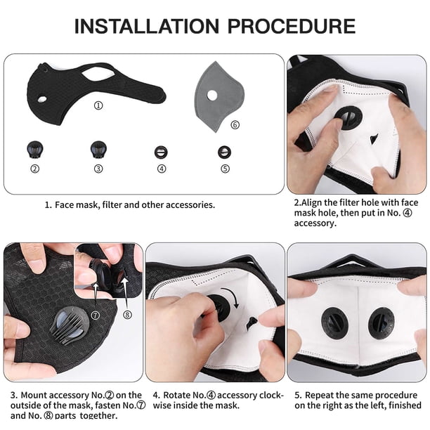 20 Piezas De Accesorios Para Filtro De Respiración - Válvulas Bucales Con Carbón Activado, Color Negro
