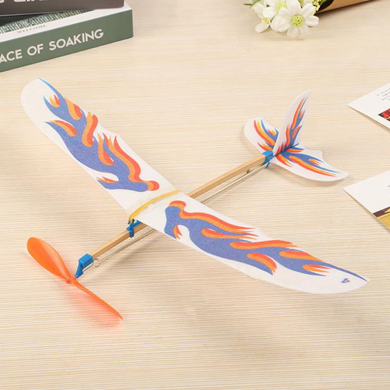 Assembly Glider Rubber Elastic Powered  Flying Plane Fun Model Kids Toy Pop. 