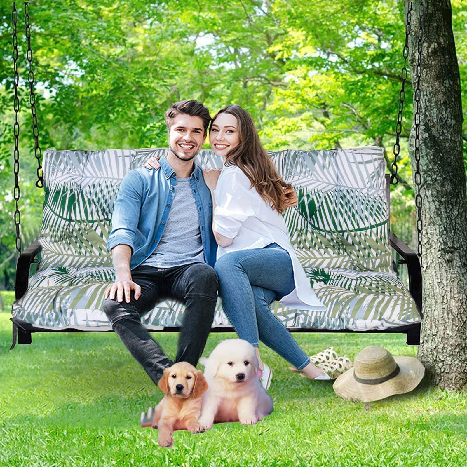 YLLN 70*40 Inch Porch Swing Cushions, Patio Furniture Cushions With 4" Thicken Backrest, Bench Cushions For Outdoor Furniture, Anti-Fading Waterproof Patio Cushions(Bamboo leaf)