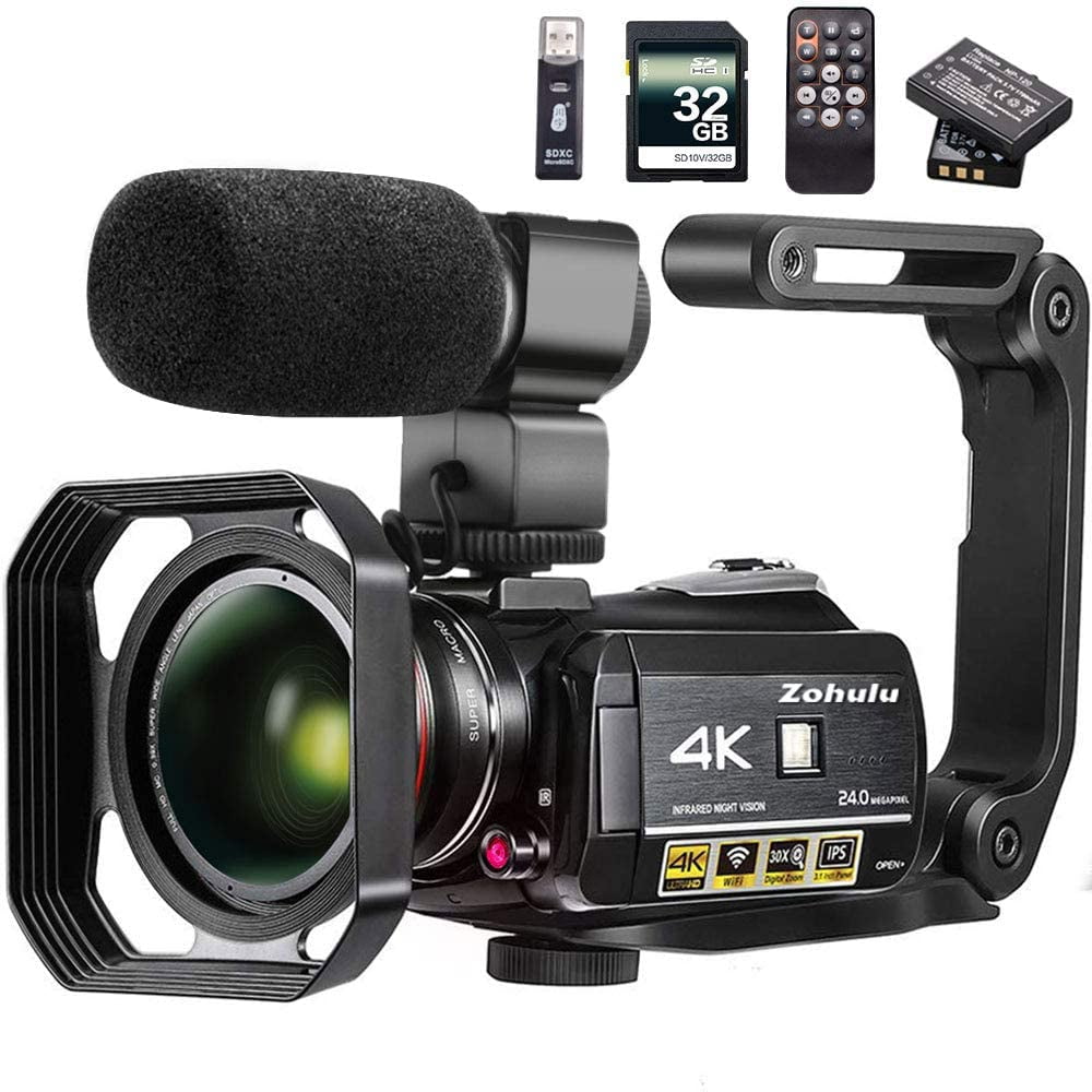 Video Camera 4K Camcorder ZOHULU WiFi Ultra HD Vlog Camera for YouTube