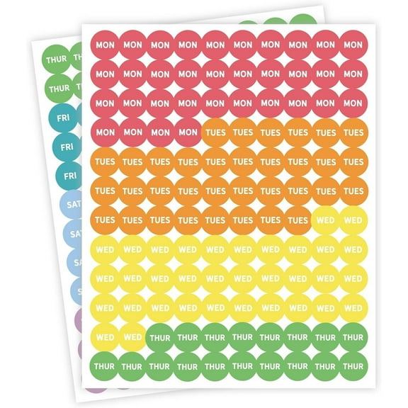 Colorful Weekly Planner Stickers for Calendars Day Labels for Food Containers Journals 480