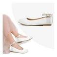 thumbnail image 2 of Bocca Girl's White/Satin Ballet Flat Ankle Strap Ballerina Flat Shoes Size 5, 2 of 7